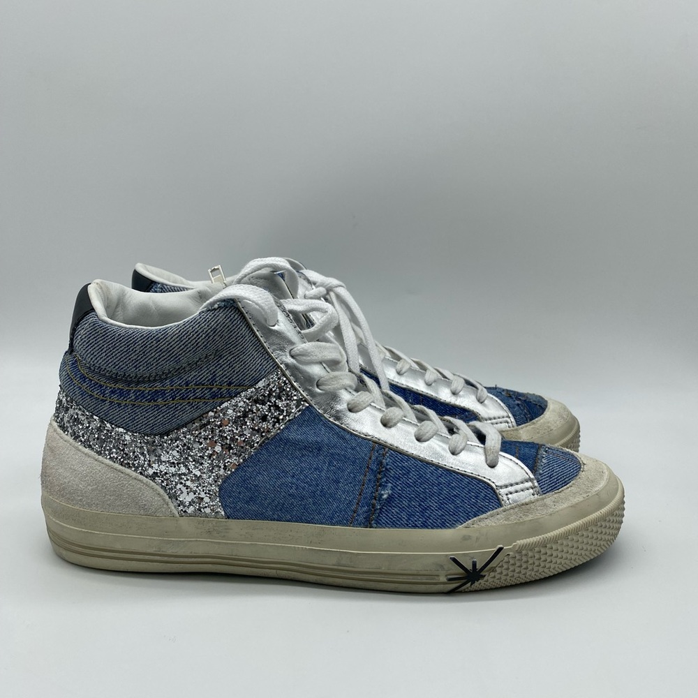 Pre-Owned Ross & snow Denim Patch Blue High Top Sneaker Women’s Made In Italy